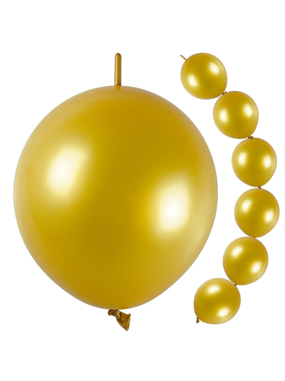 Balony złote z łącznikiem duże (10 szt.)