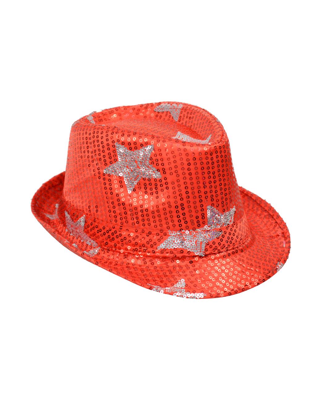 Kapelusz cekiny gwiazdor czerwony