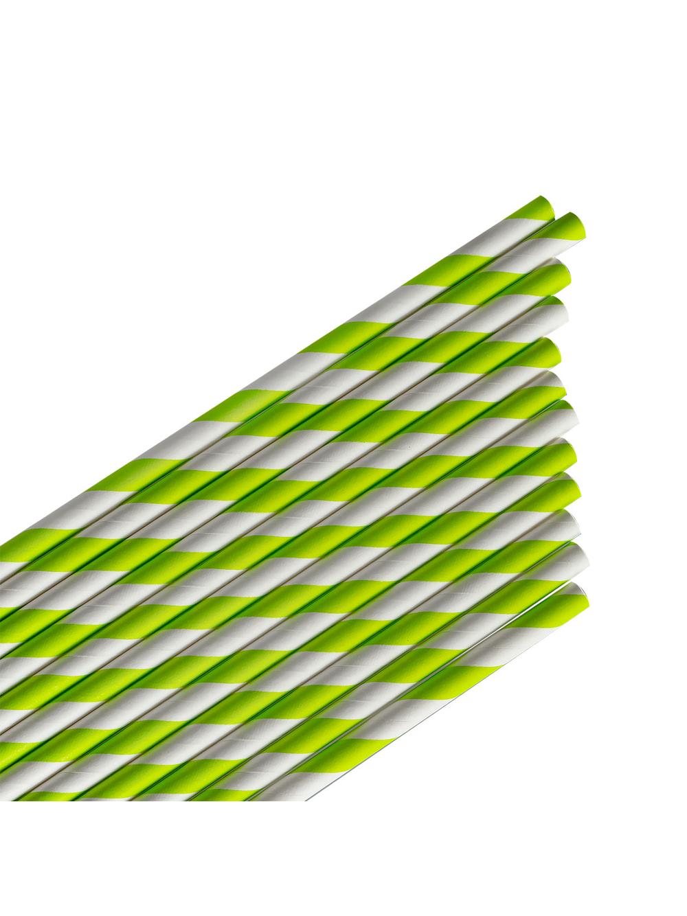 Słomki papierowe - paski limonkowe (12 szt.) - FSC Mix Credit