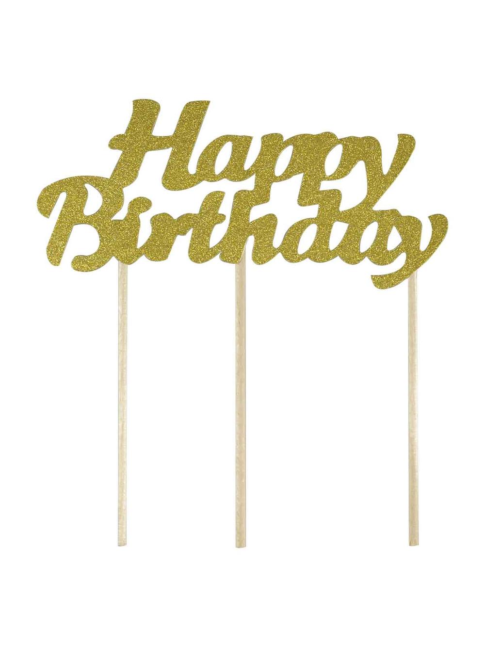 Dekoracja tortu Happy Birthday złota - FSC Mix Credit