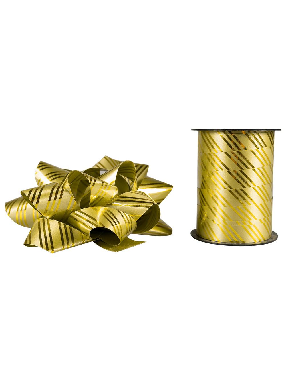 Zestaw do dekoracji prezentów w paski złoty