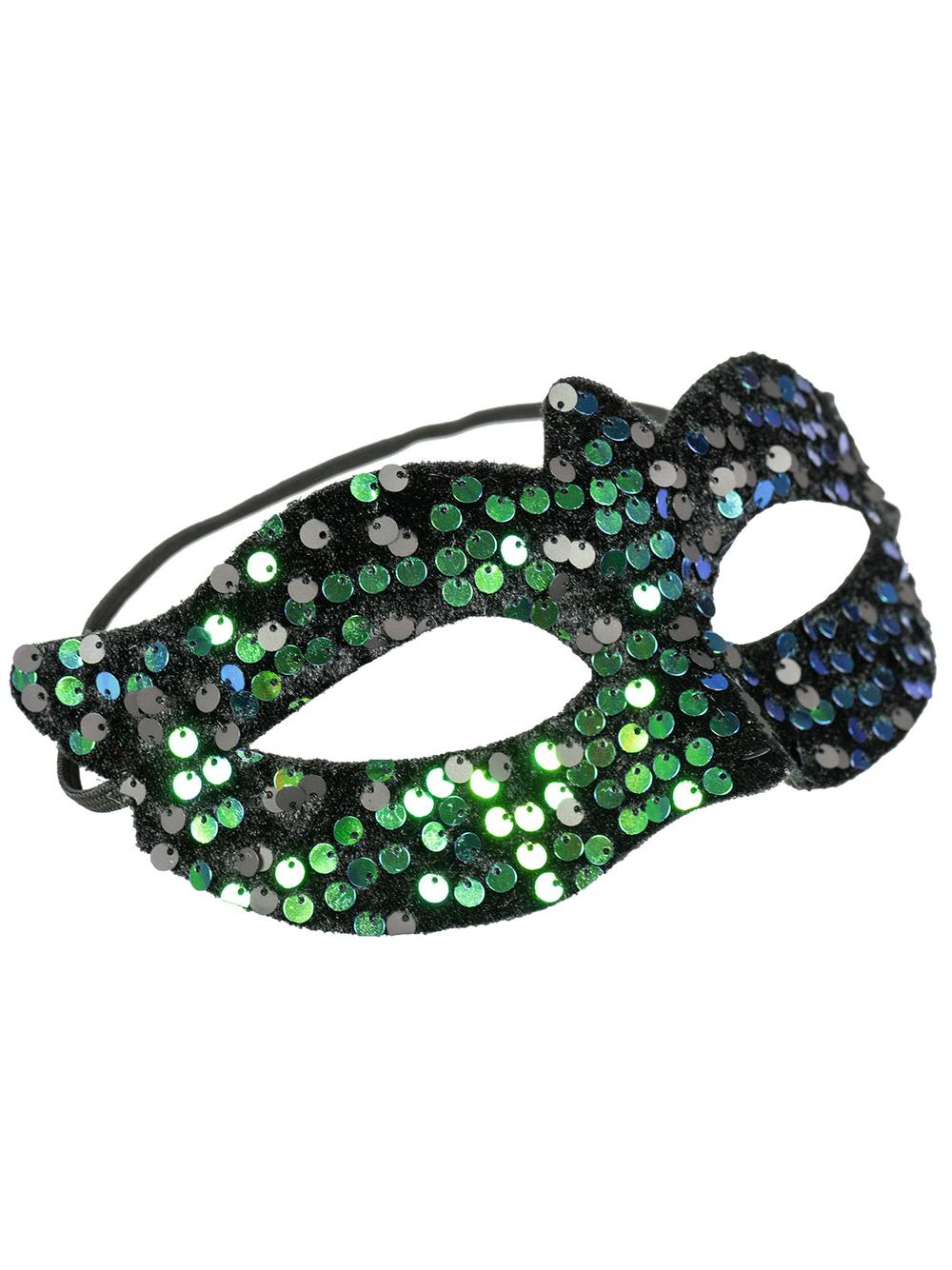 Maska wenecka z cekinami - ciemna