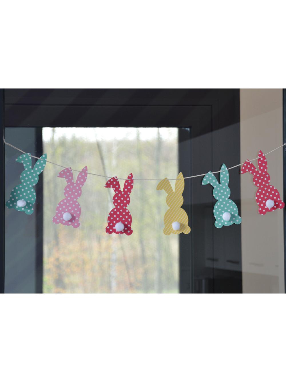 Króliczki z pomponikami - girlanda zrób to sam