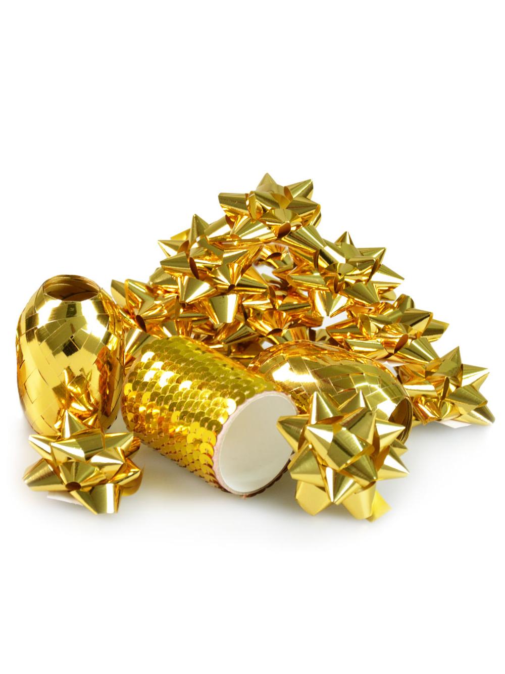 Zestaw do dekoracji prezentów złoty