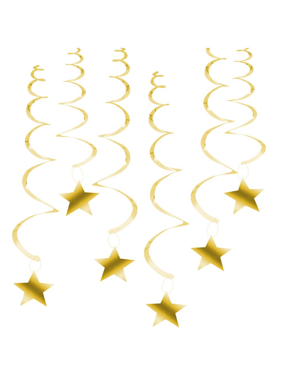 Wirujące serpentyny - gwiazdy (6 szt.) złote