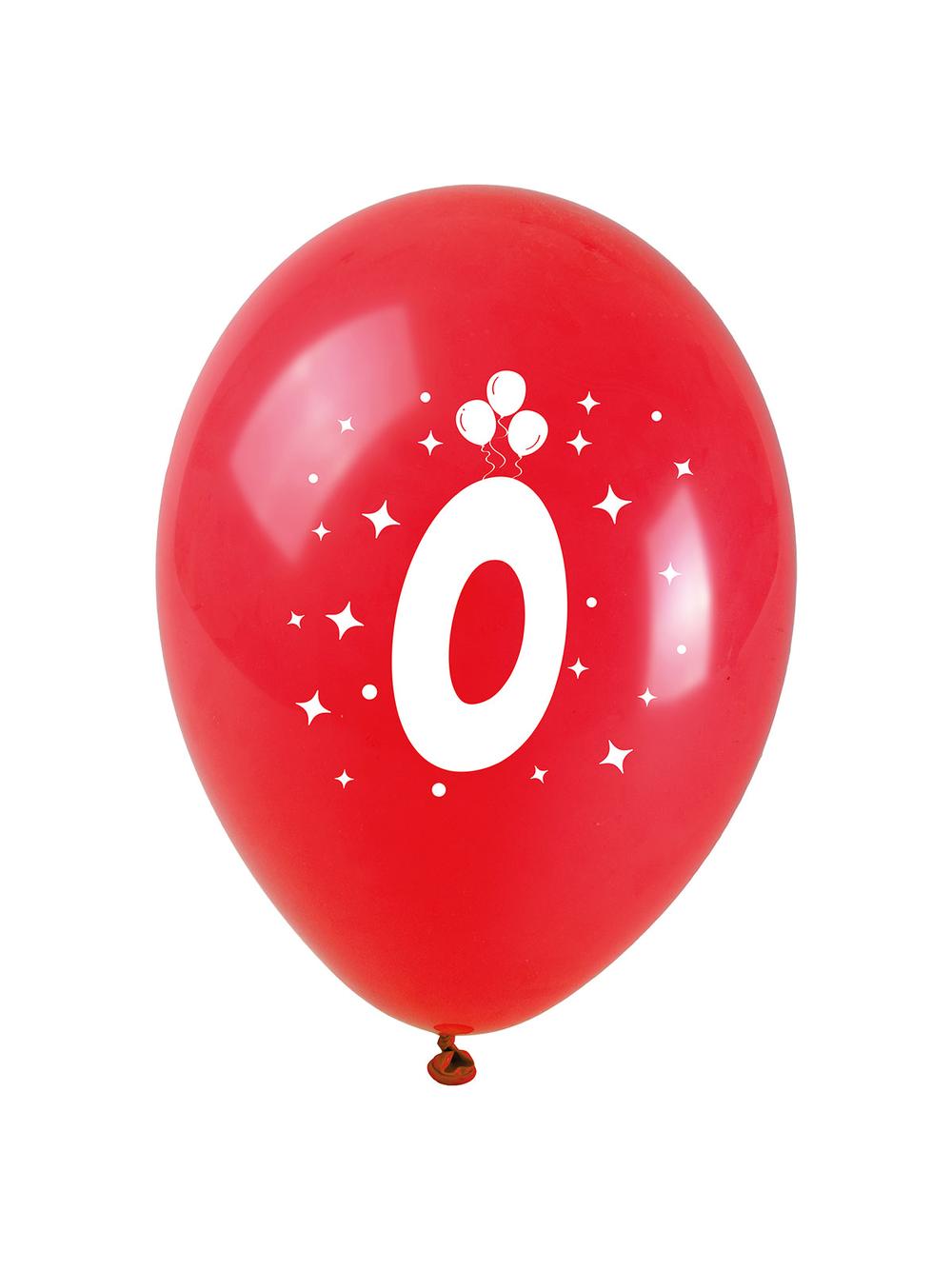 Balony z nadrukiem cyferki - 0 (3 szt.)