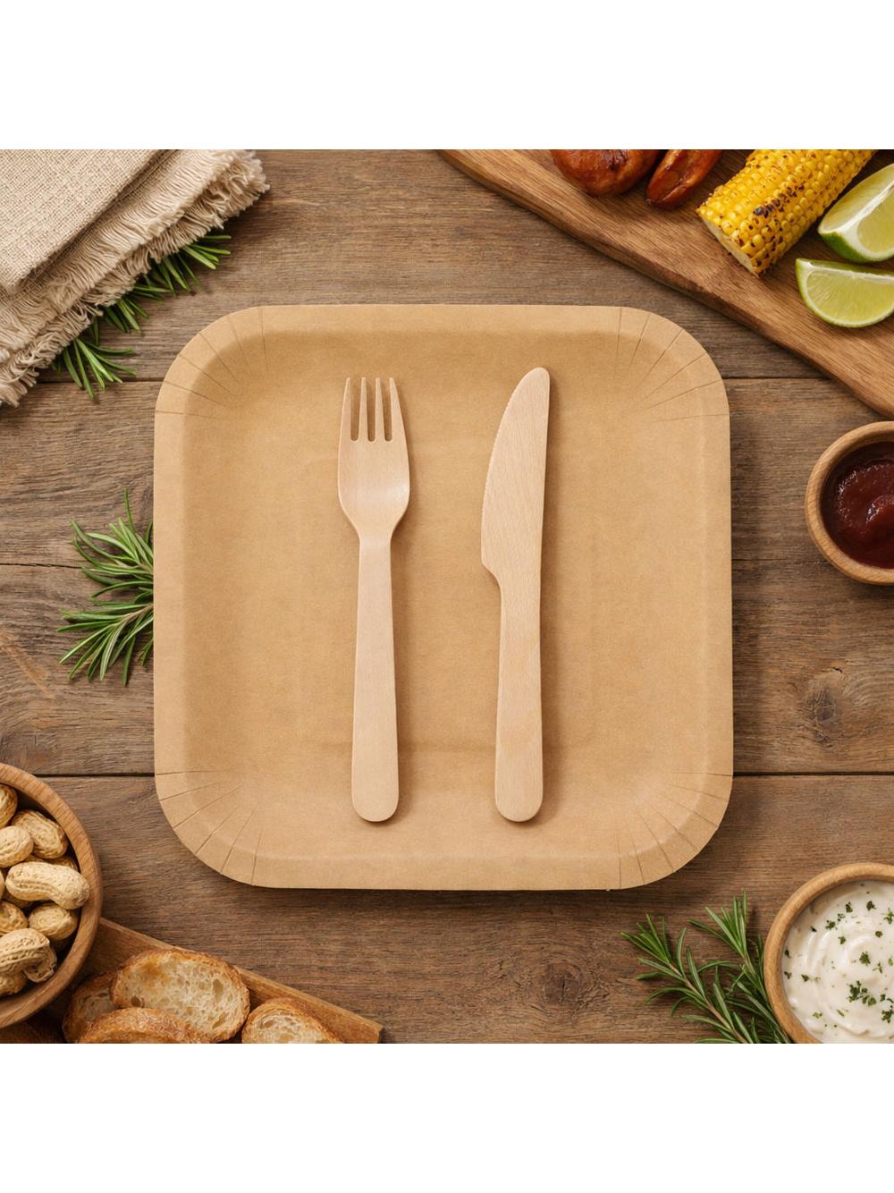 Talerze papierowe kraftowe 23x23 cm (6 szt.) - FSC Mix