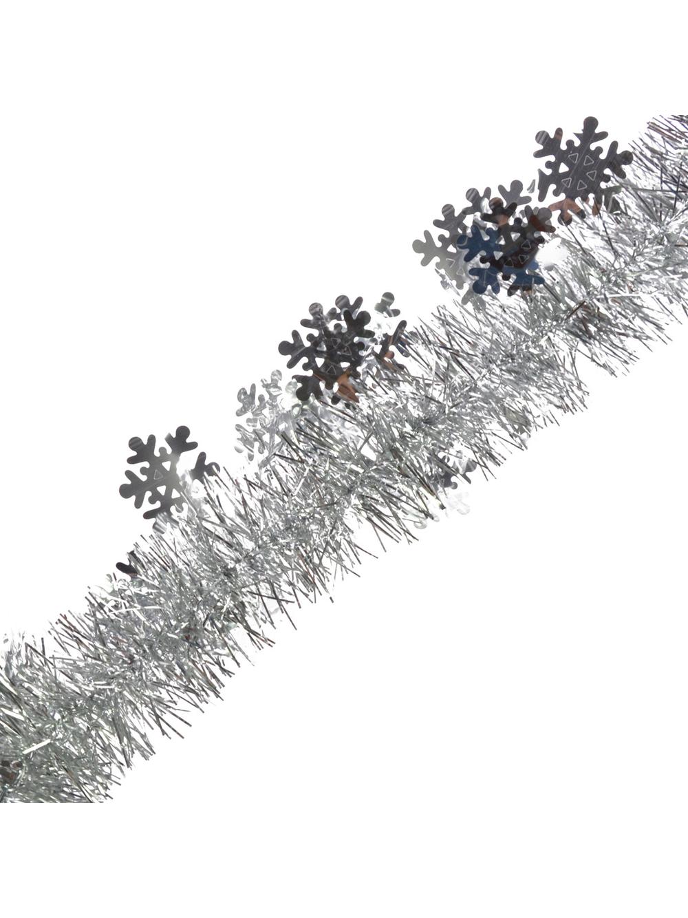 Łańcuch dekoracyjny - śnieżynki srebrny