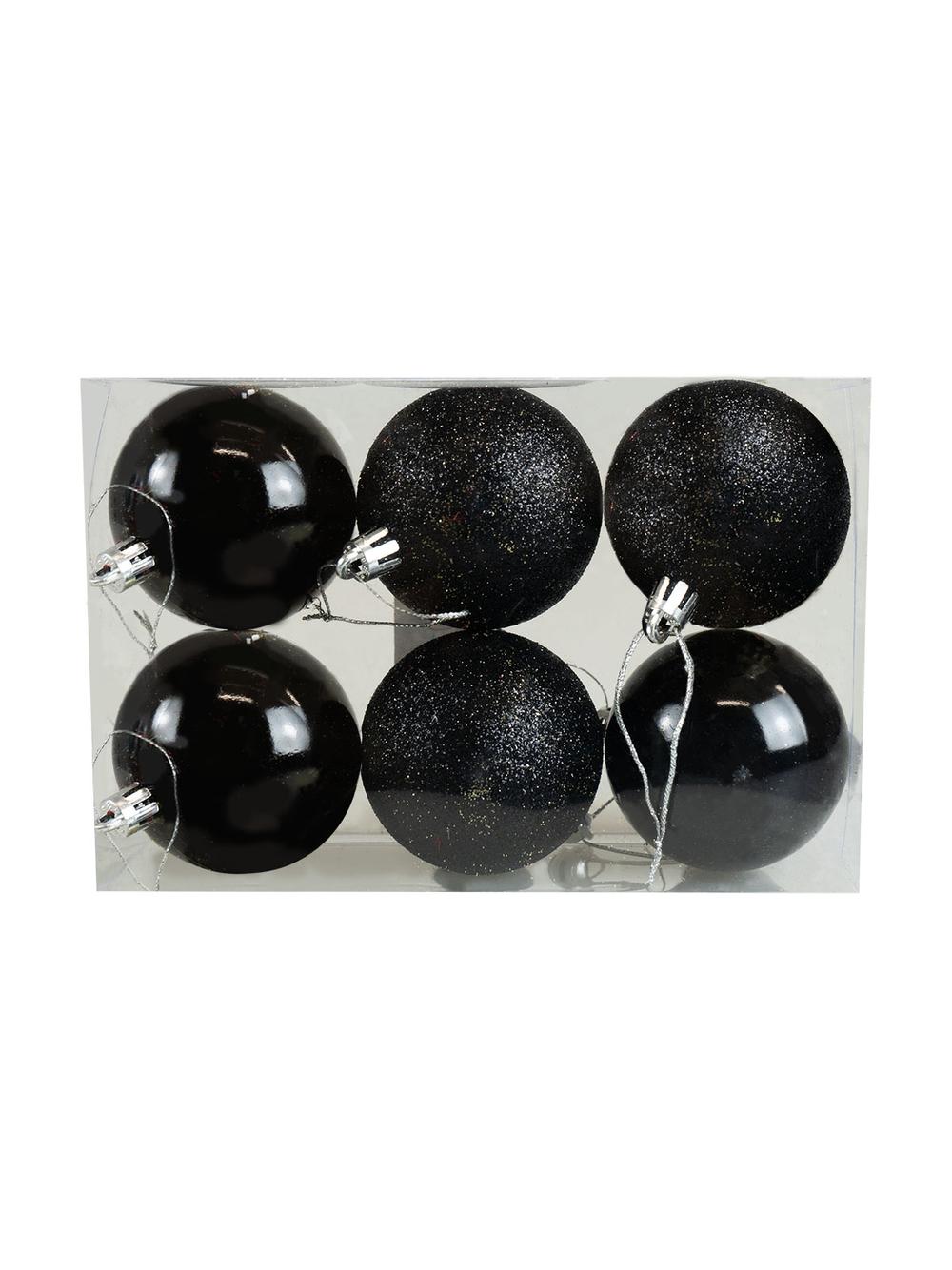 Zestaw bombek czarno-brokatowych (6 szt.)