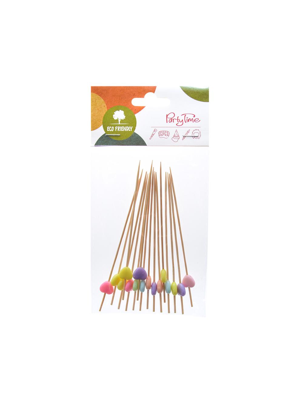 Szpilki do koreczków z pastelowymi serduszkami (16 szt.) - FSC 100%