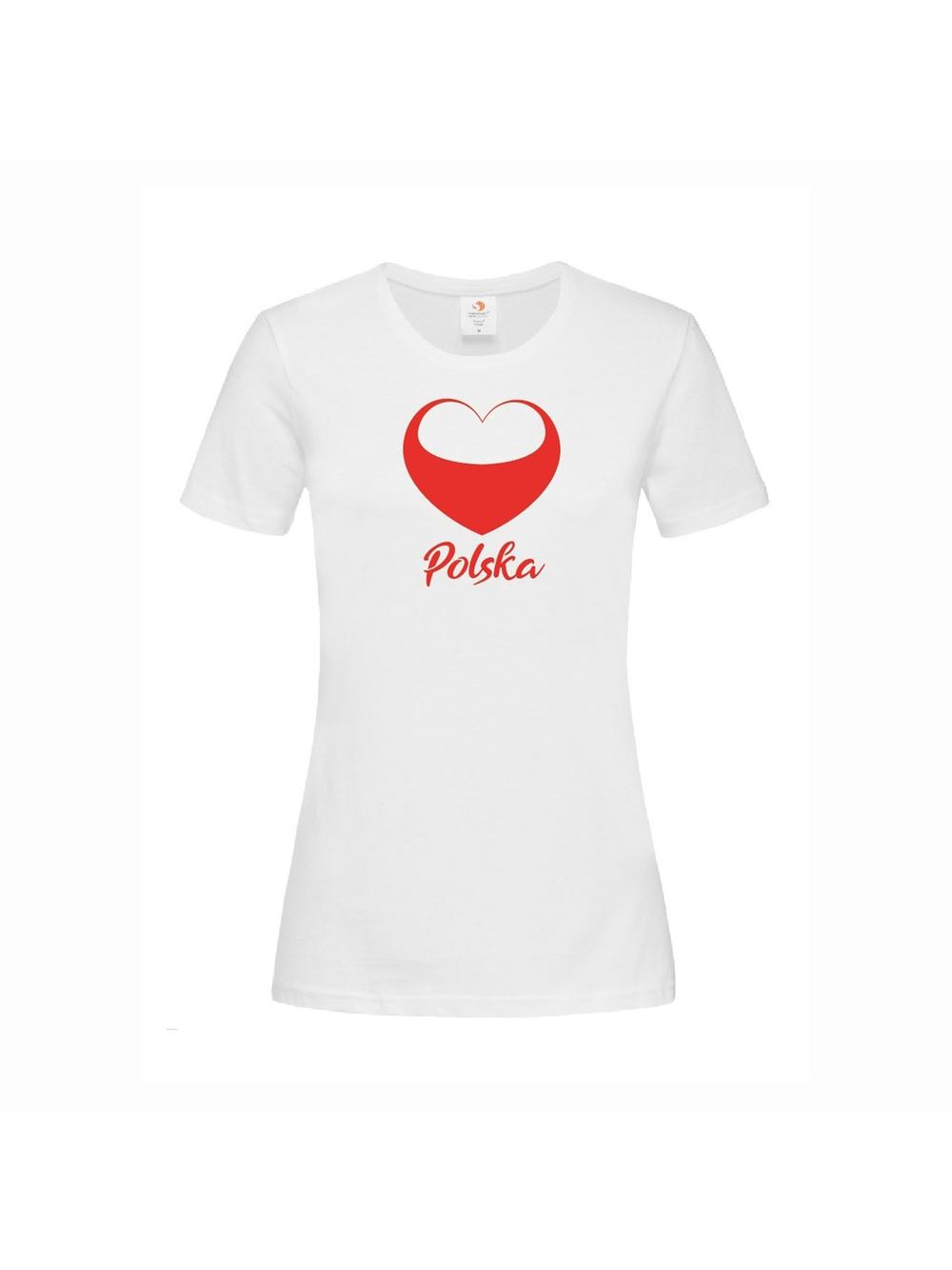 Koszulka damska z nadrukiem serce Polska - rozmiar M