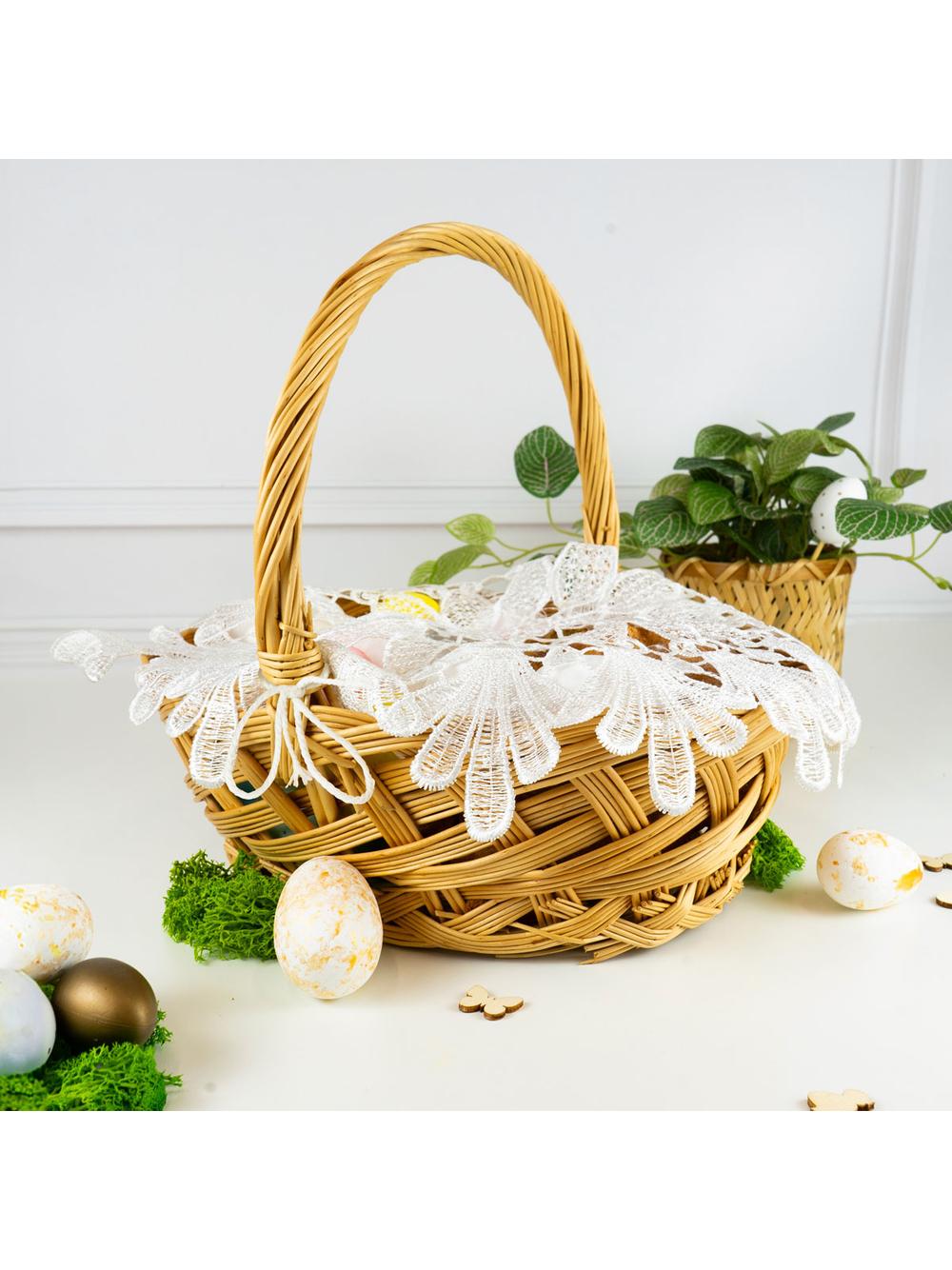 Ażurowa serweta na koszyczek (okrągła) - z tasiemkami do wiązania wzór A