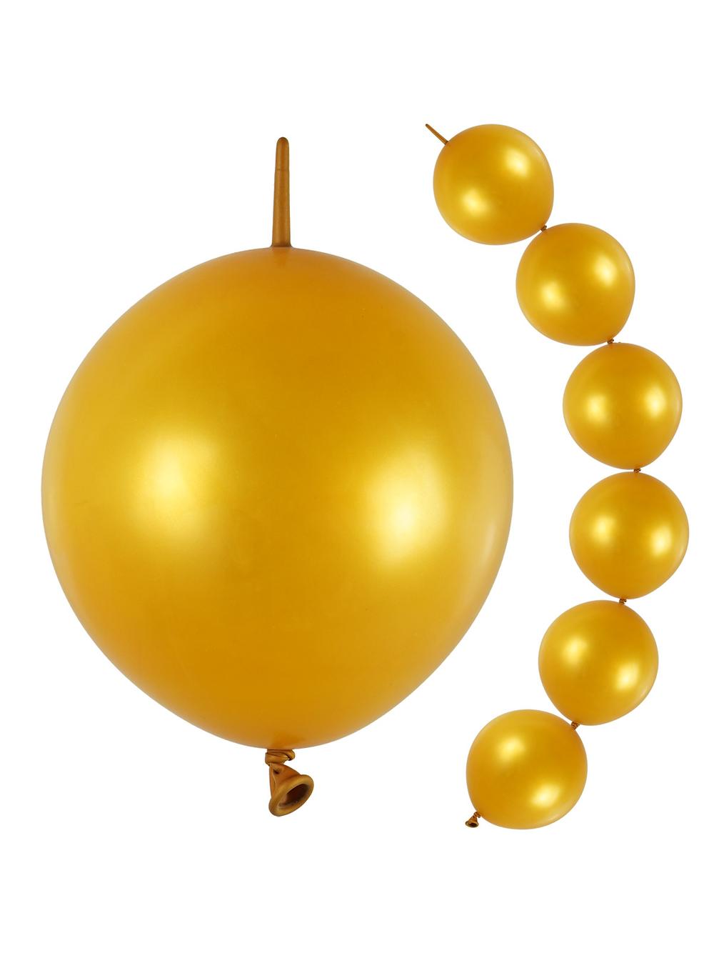 Balony złote z łącznikiem (10 szt.)