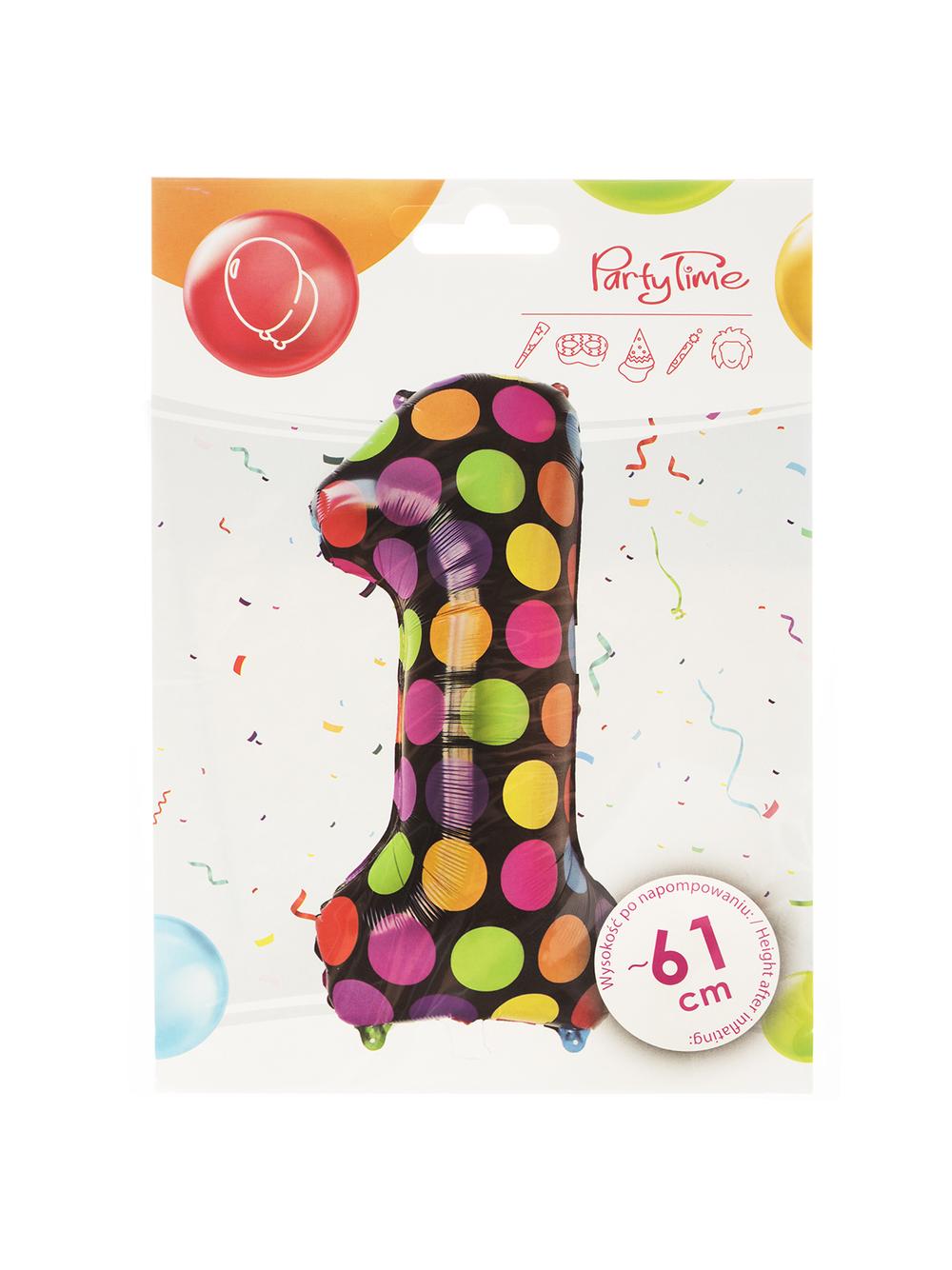 Balon foliowy cyferka w kropki nr 1