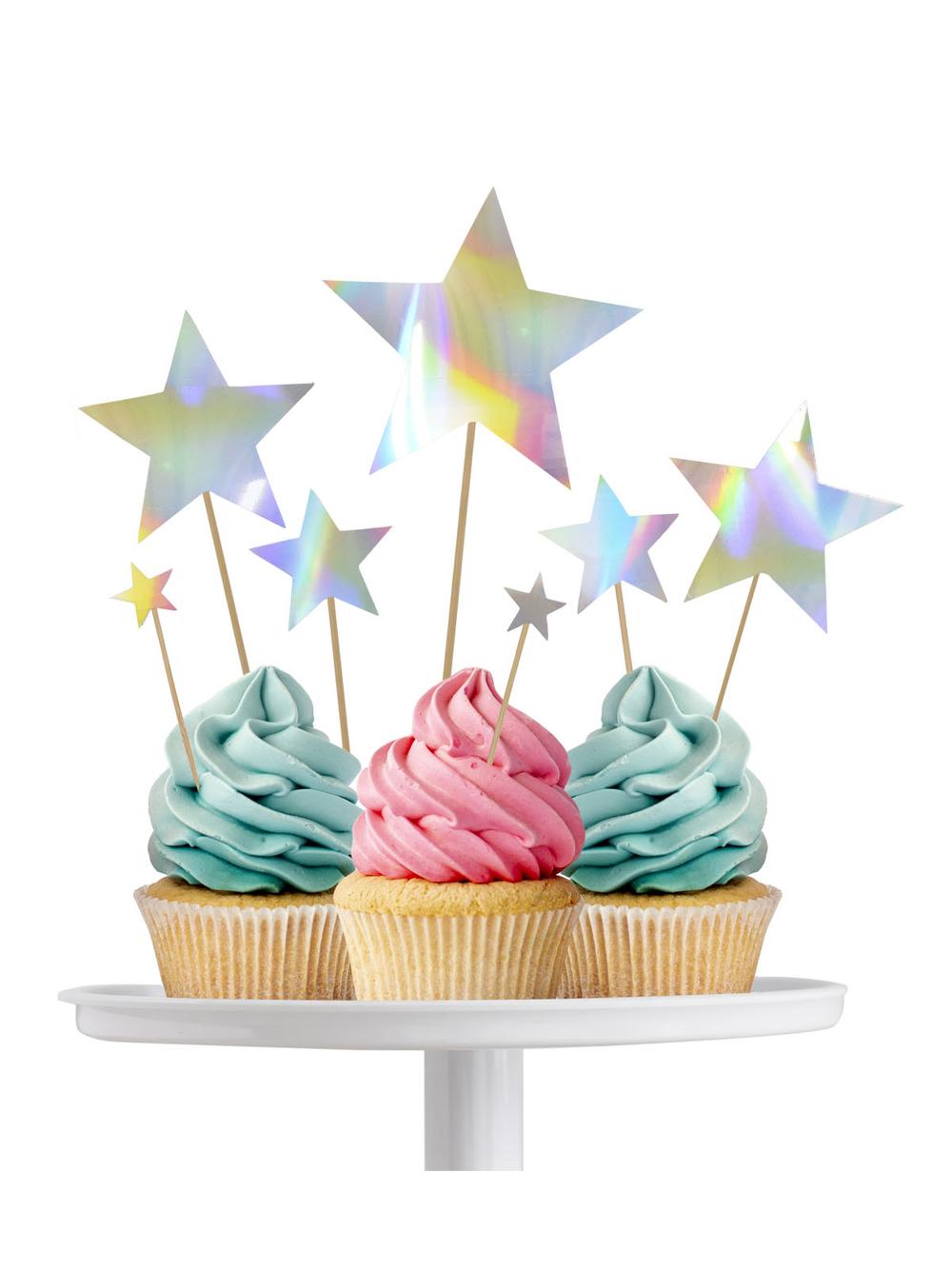 Dekoracja ciasta - opalizujące gwiazdki (7 szt.)