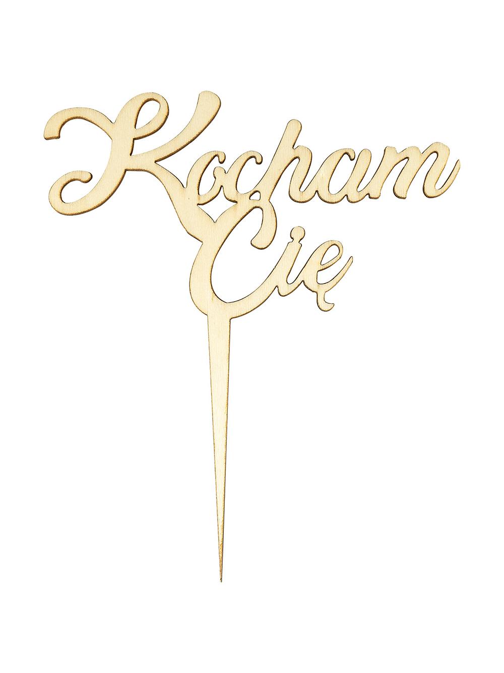 Drewniana dekoracja na patyczku - Kocham Cię