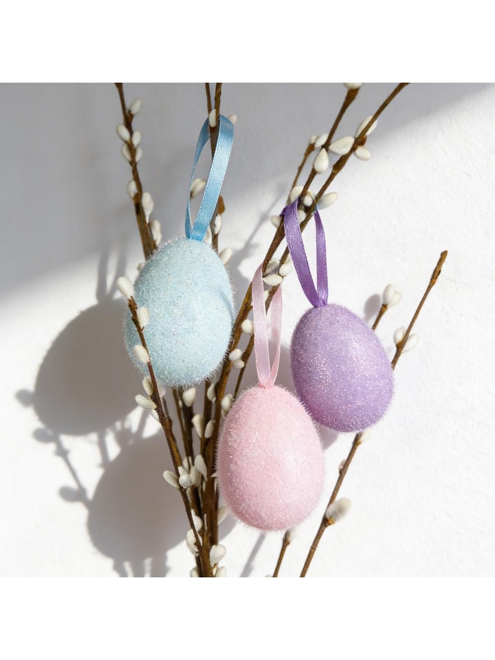 Brokatowe jajka flokowane (3 szt.)