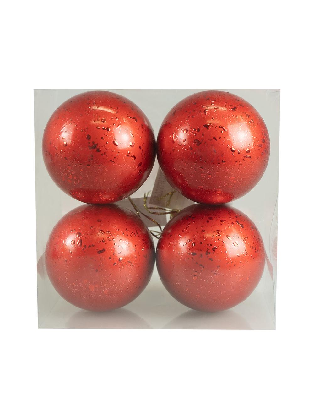 Zestaw bombek z efektem rosy (4 szt.) - czerwony