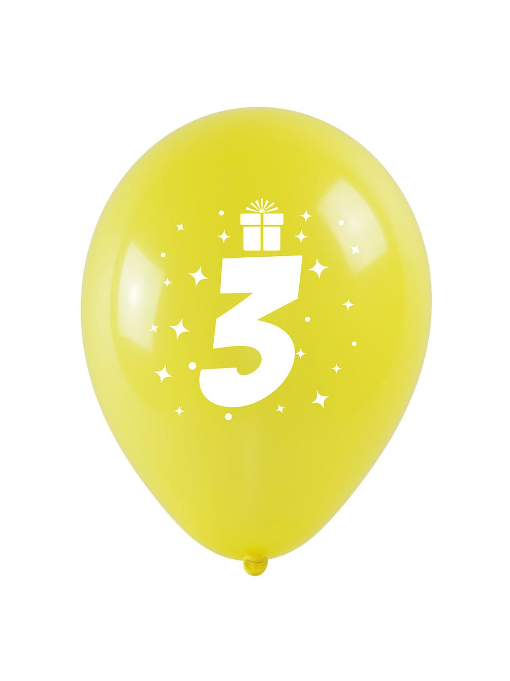 Balony z nadrukiem cyferki - 3 (3 szt.)