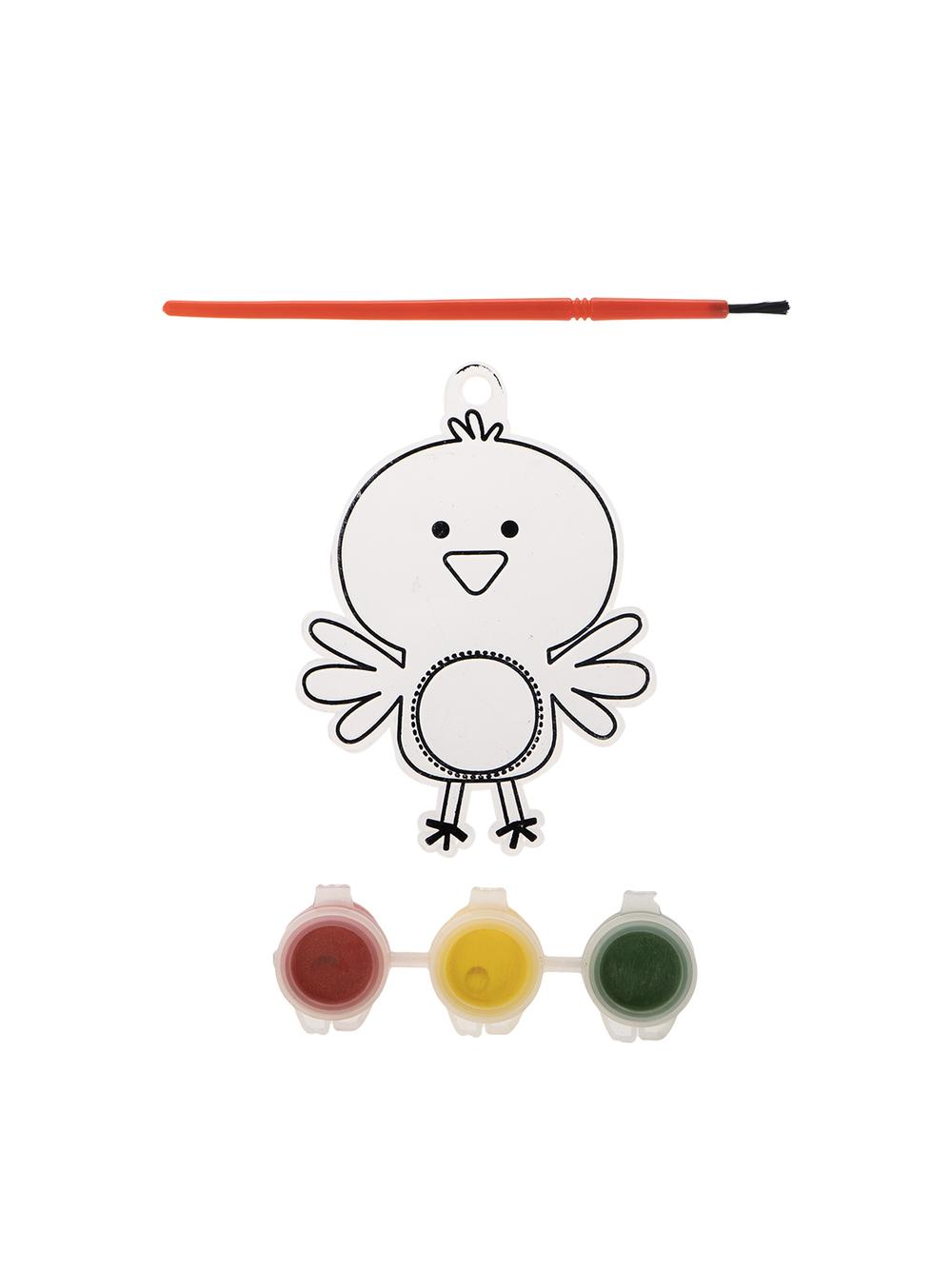 Witrażyk do malowania (zestaw z farbkami i pędzelkiem) - kurczaczek