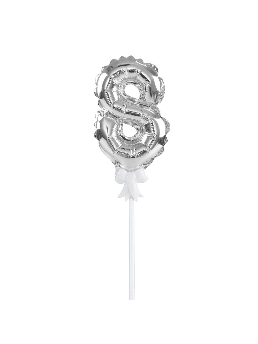 Balon foliowy na patyczku nr 8 srebrny