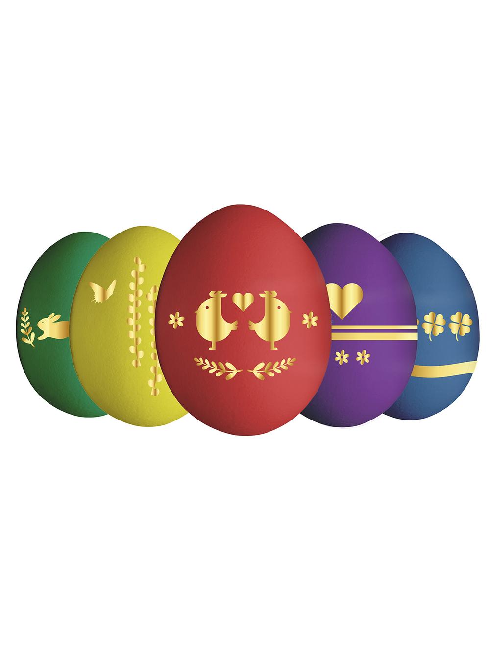 Zestaw do zdobienia pisanek (barwniki 5 szt., arkusz ze złotymi naklejkami)