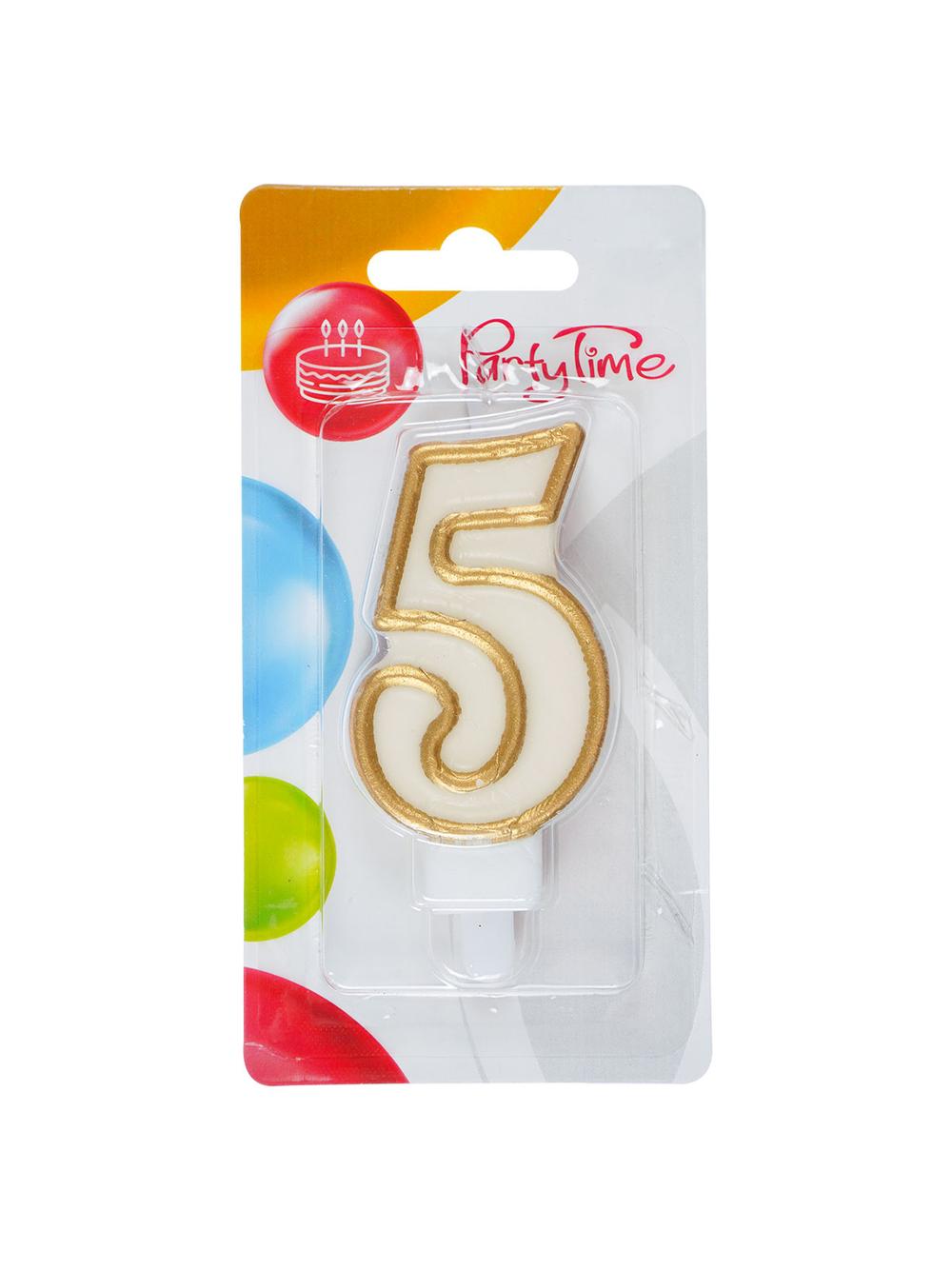 Świeczka cyferka nr 5 złota