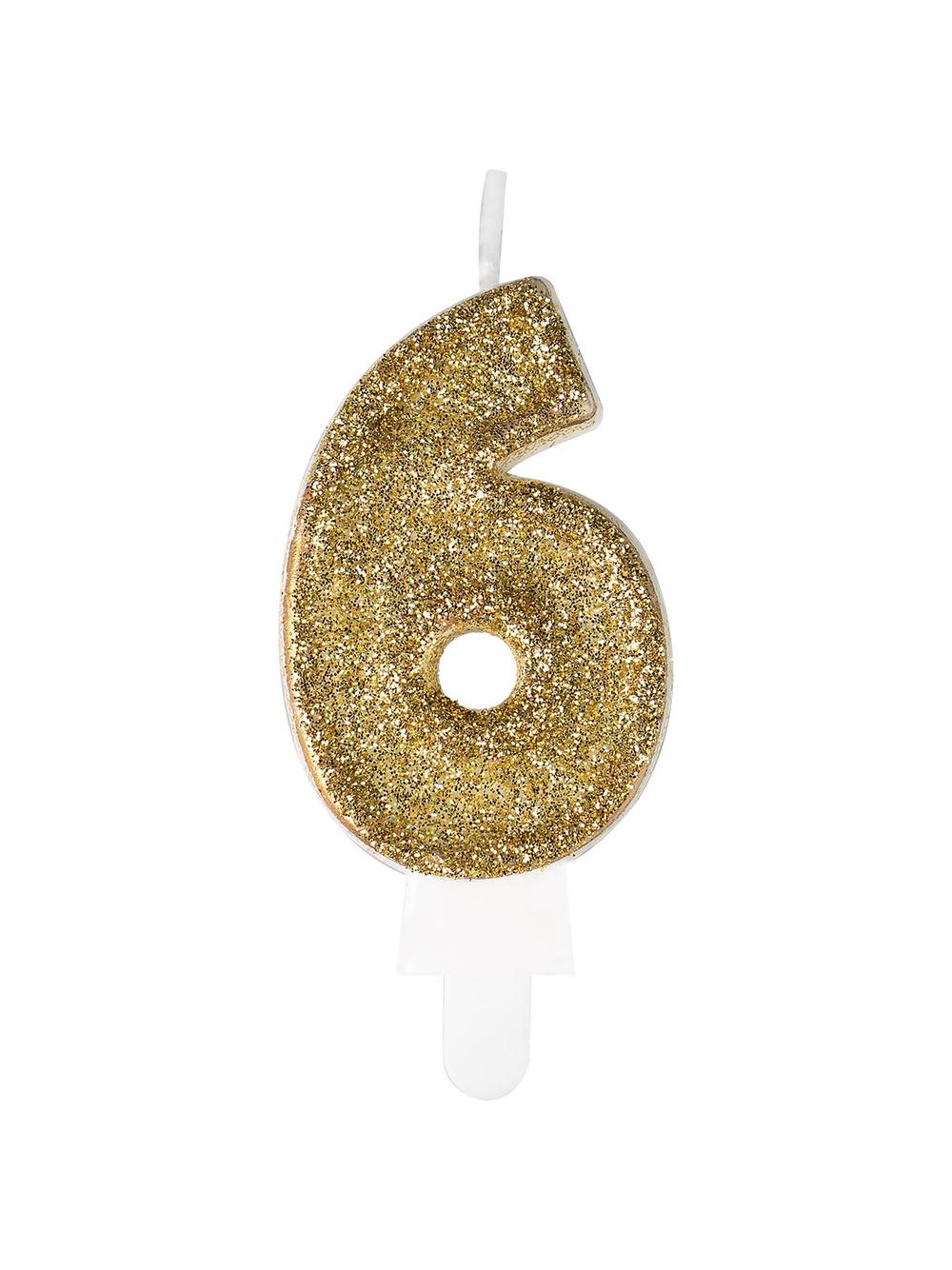 Świeczka cyferka premium nr 6 złota