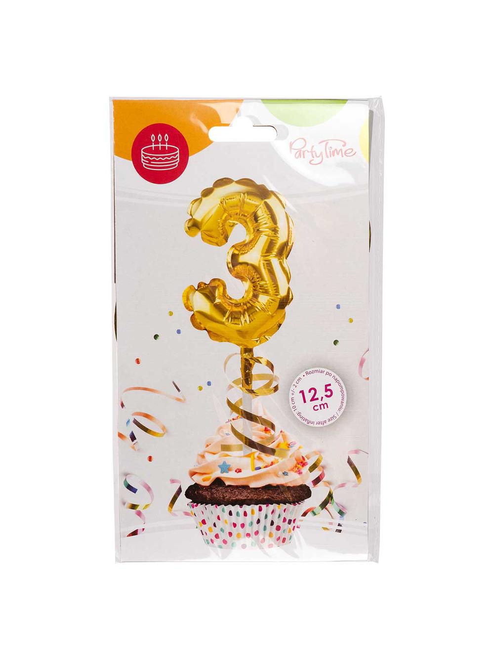 Balon foliowy na patyczku nr 3 złoty
