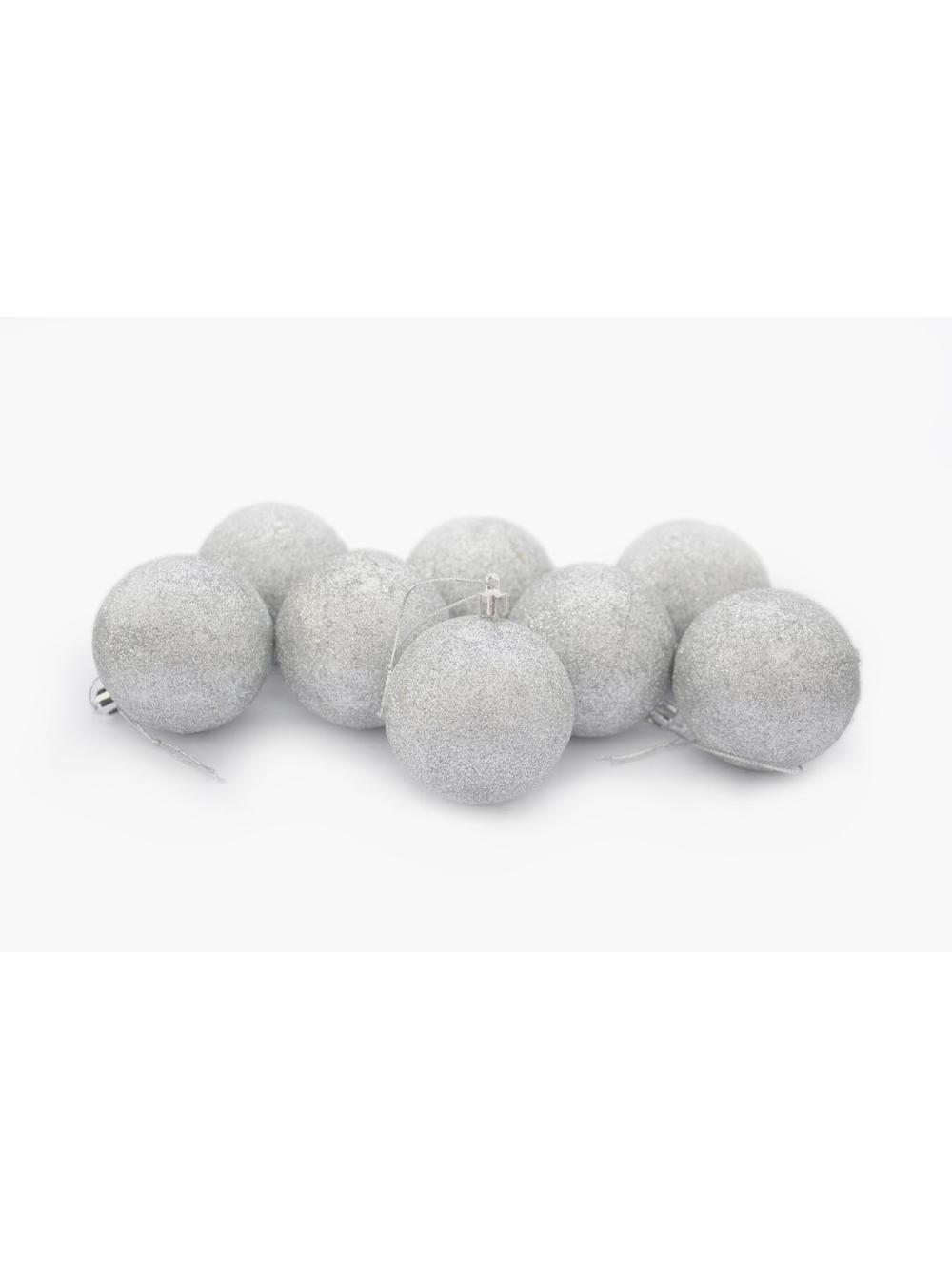 Bombki brokatowe pudełko (8 szt.) srebrne