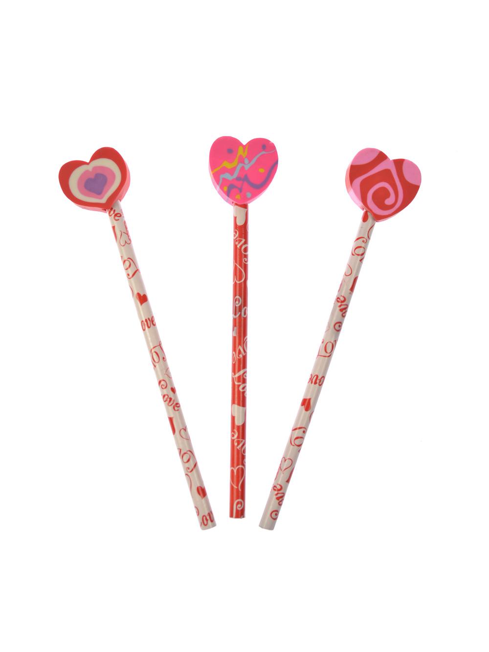 Walentynkowy ołówek z gumką (3 szt.)