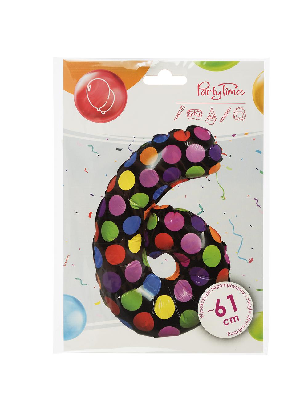 Balon foliowy cyferka w kropki nr 6
