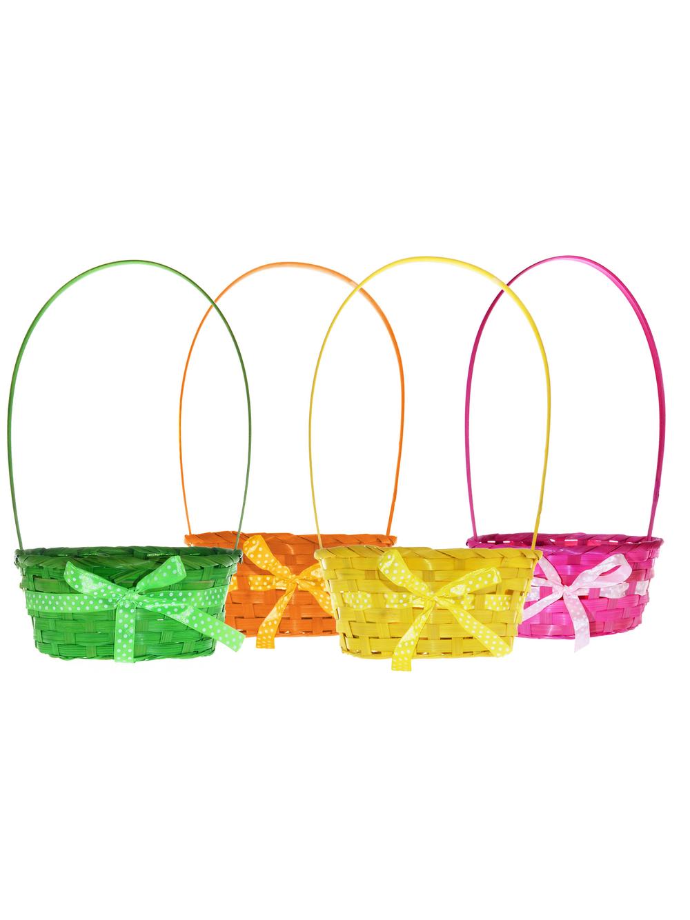 Kolorowy koszyczek wielkanocny ze wstążką