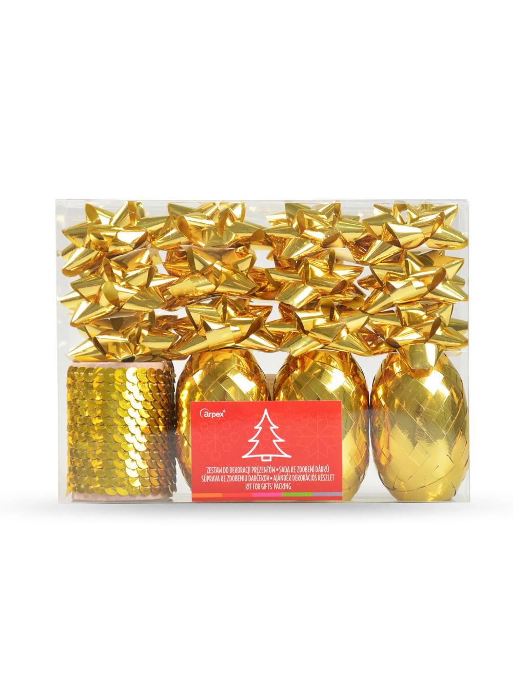 Zestaw do dekoracji prezentów złoty