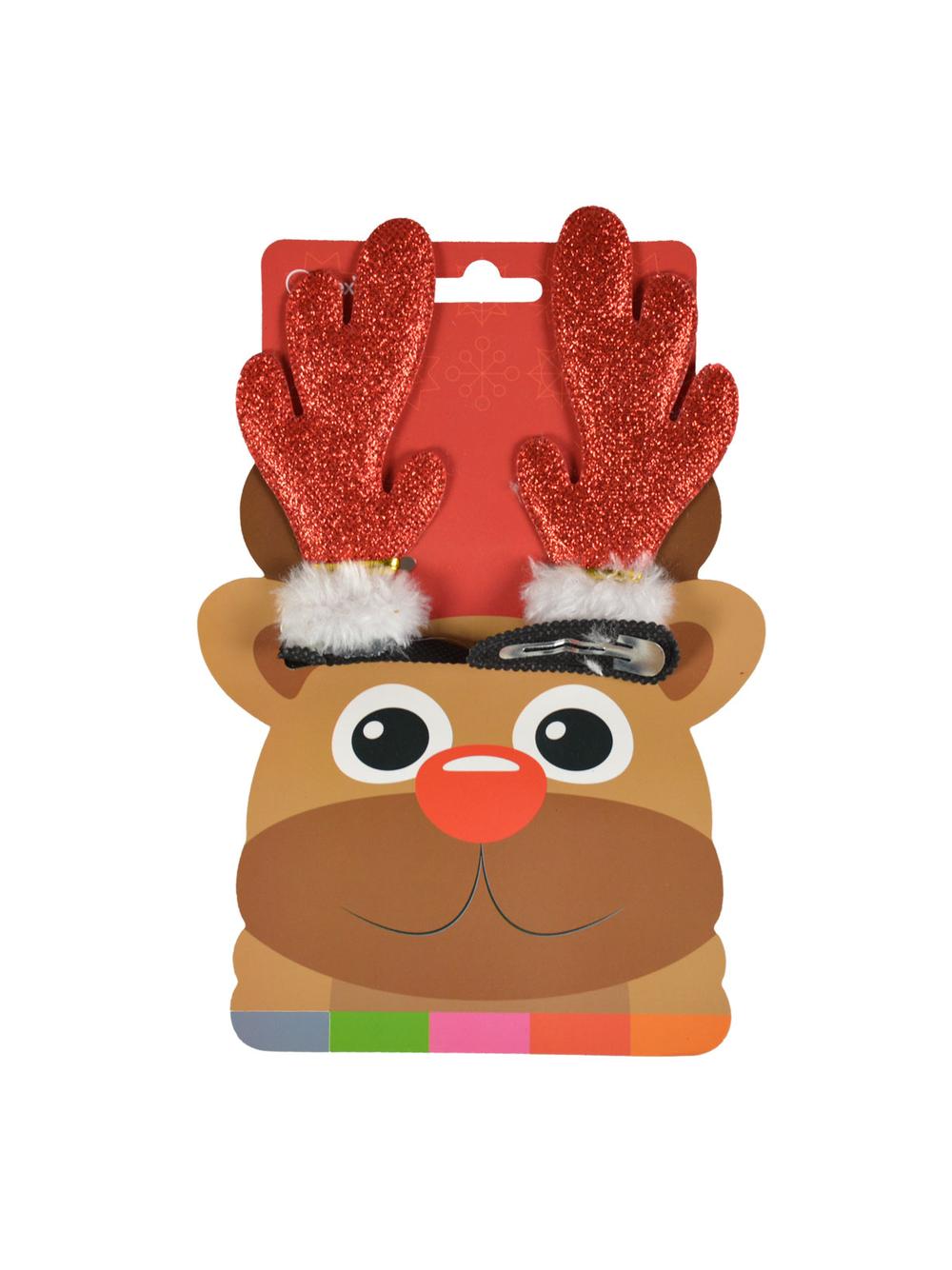 Brokatowe rogi renifera (2 szt.) czerwone