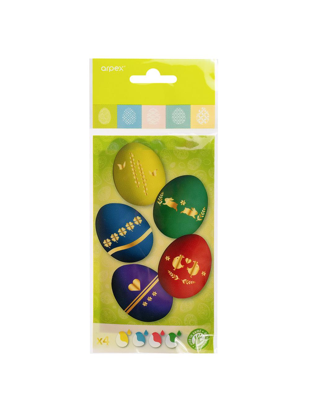 Zestaw do zdobienia pisanek (barwniki 5 szt., arkusz ze złotymi naklejkami)