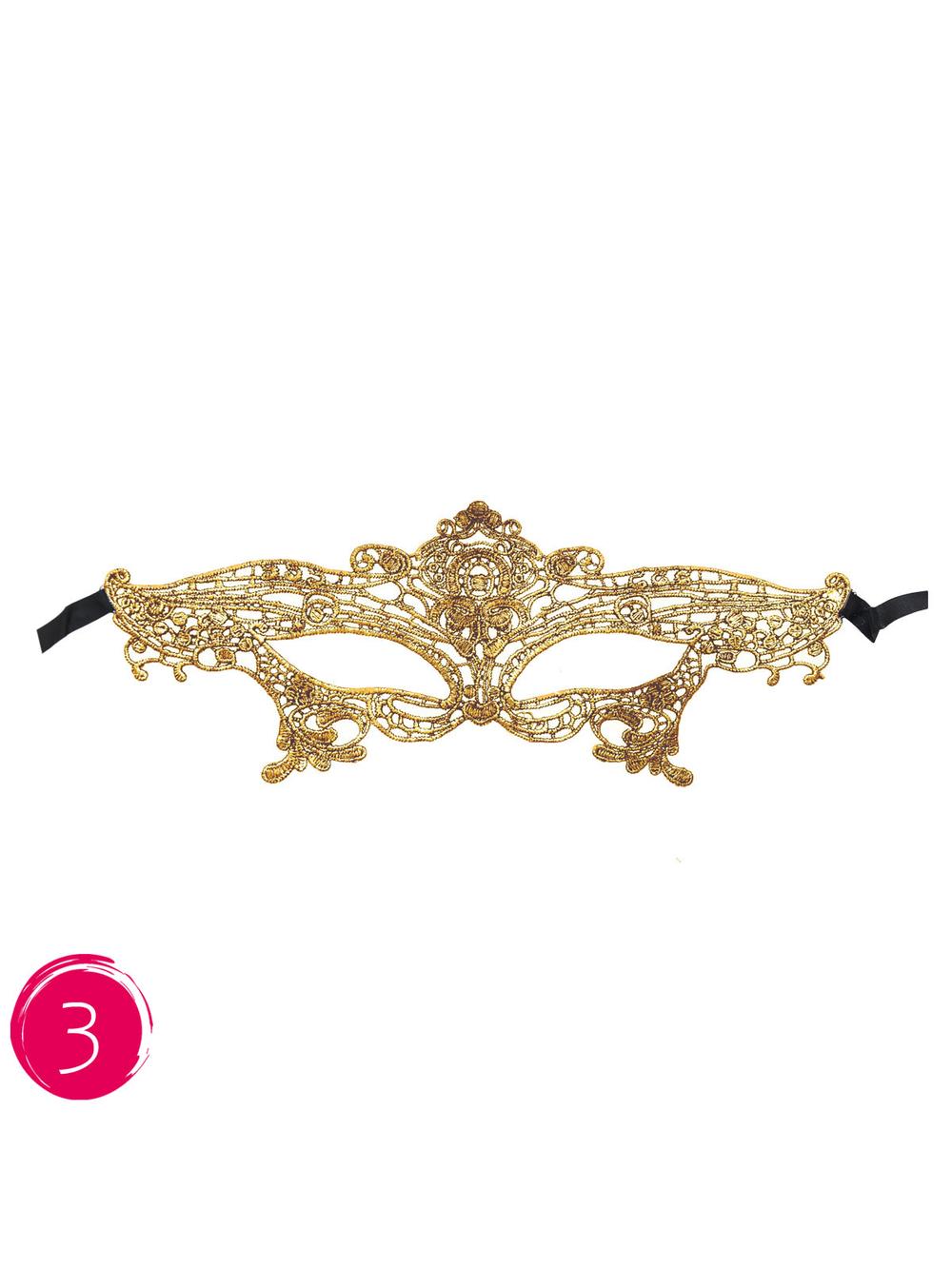 Subtelna maska koronkowa glamour złota