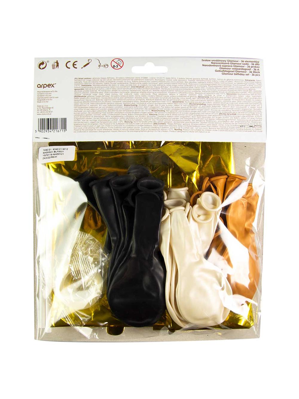 Zestaw urodzinowy Glamour - 36 elementów