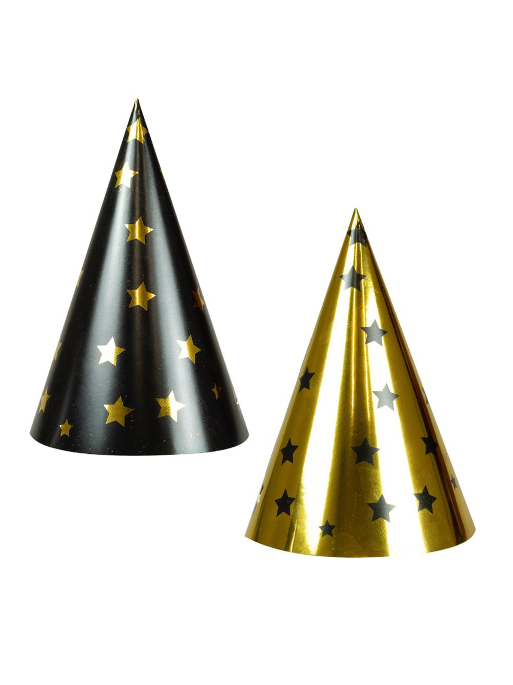 Czapeczki Glam Party (czarne, złote) (4 szt.)