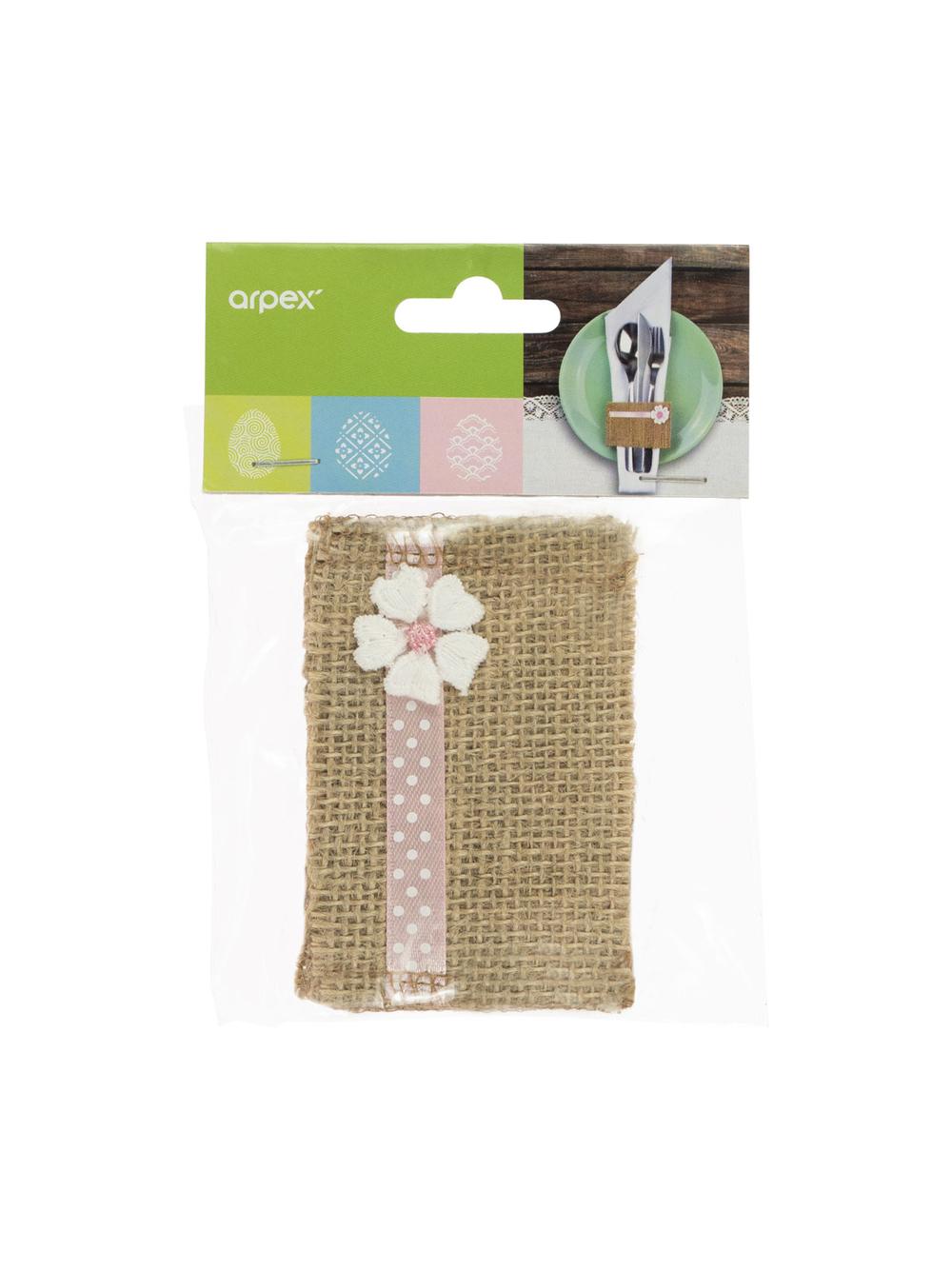 Jutowa opaska na sztućce (4 szt.)