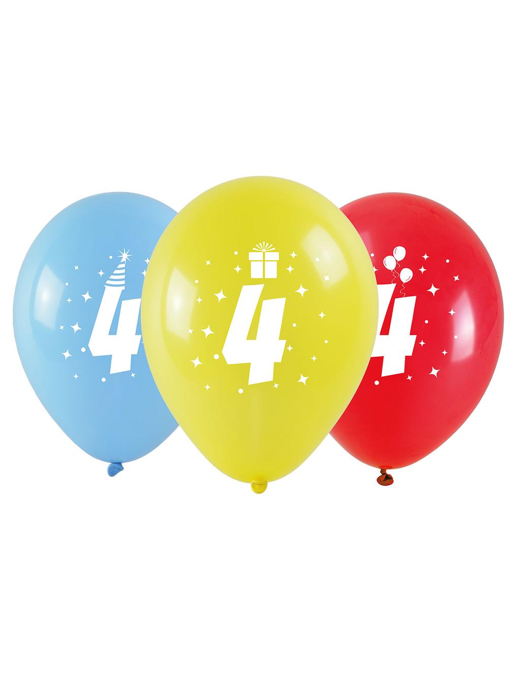 Balony z nadrukiem cyferki - 4 (3 szt.)
