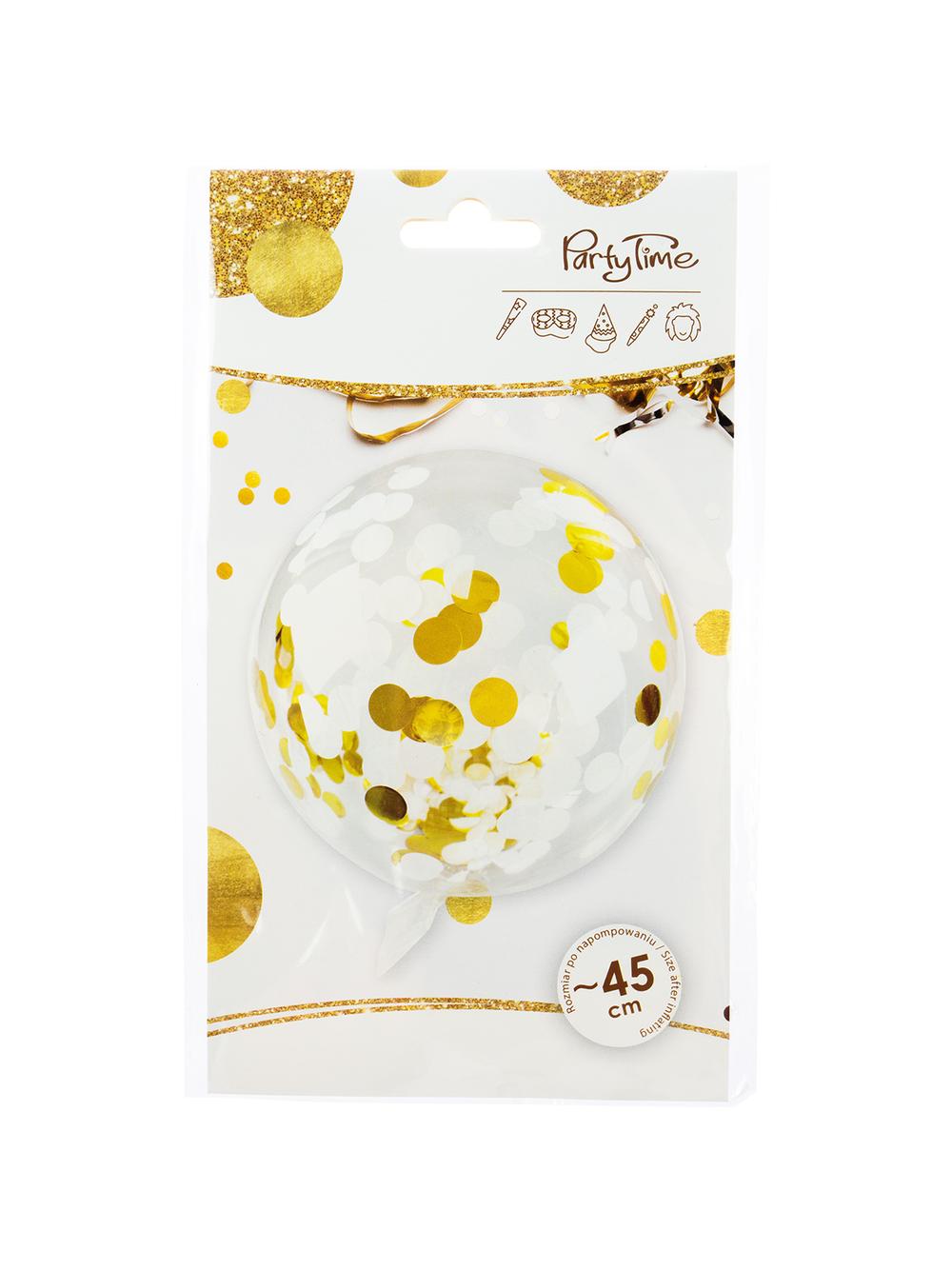 Balon transparentny z konfetti - Celebrate! Złoty