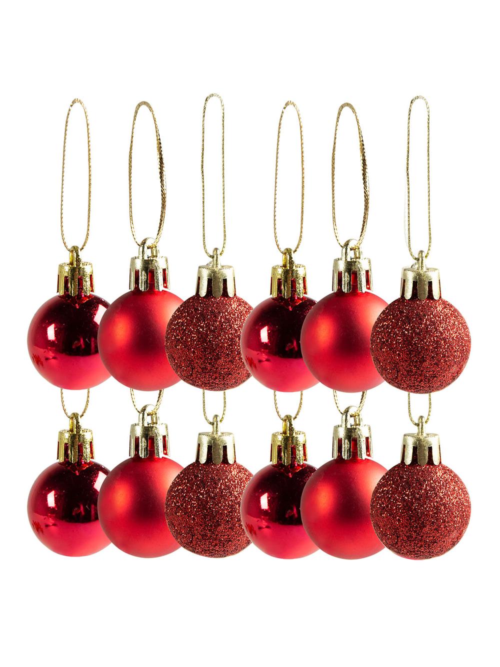 Bombki mini (12 szt.) czerwone