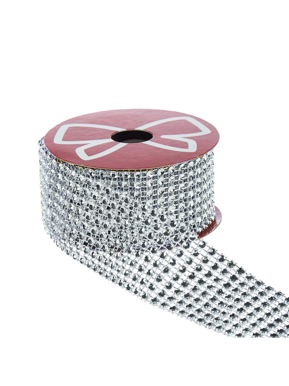 Dekoracyjna taśma z kryształkami srebrna