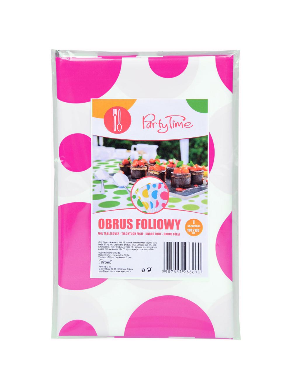 Obrus folia w grochy różowy