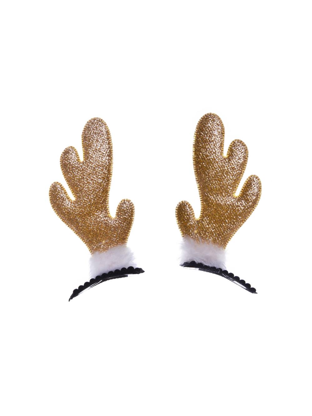 Brokatowe rogi renifera (2 szt.) złote