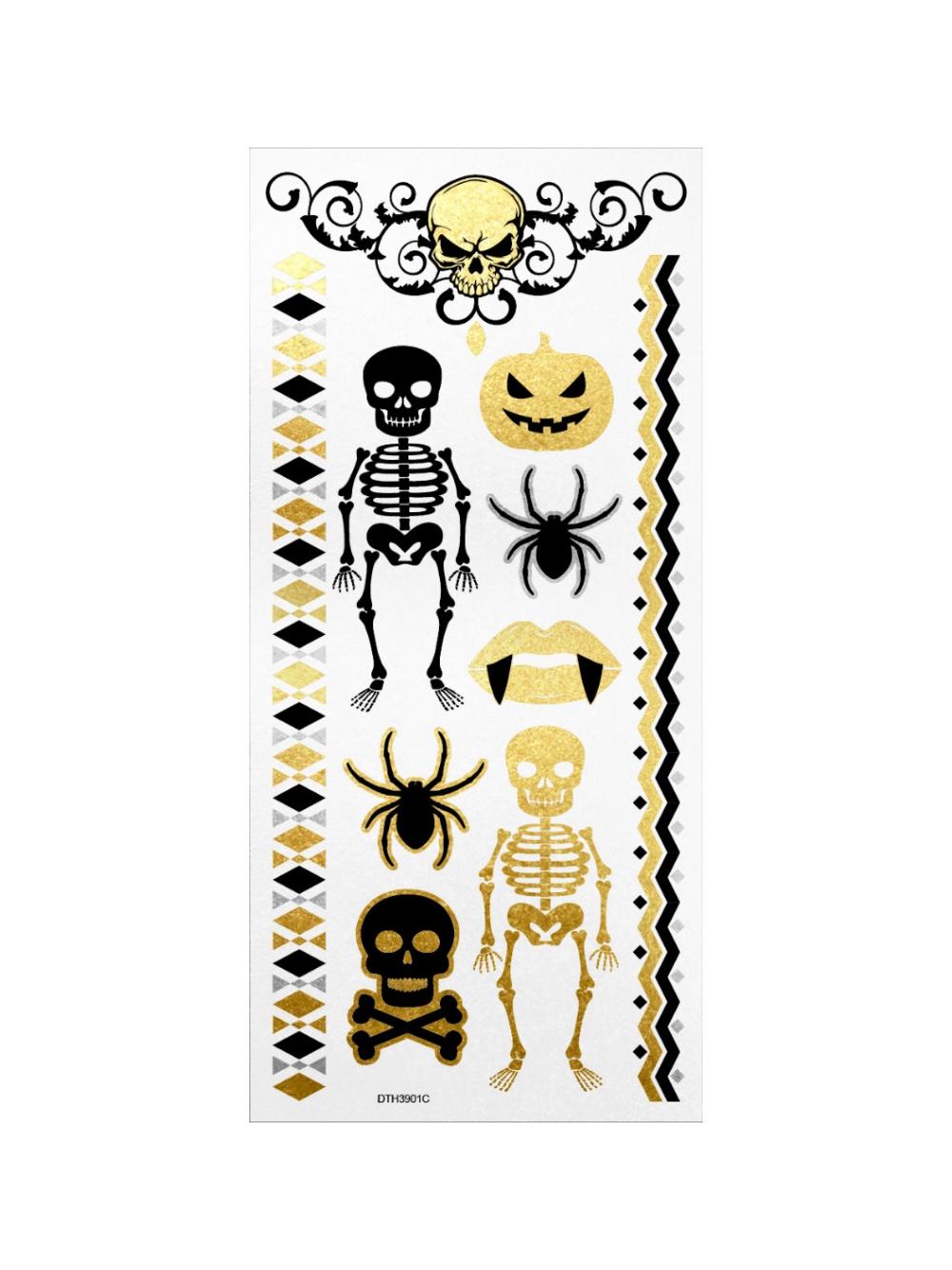 Metaliczne tatuaże halloweenowe