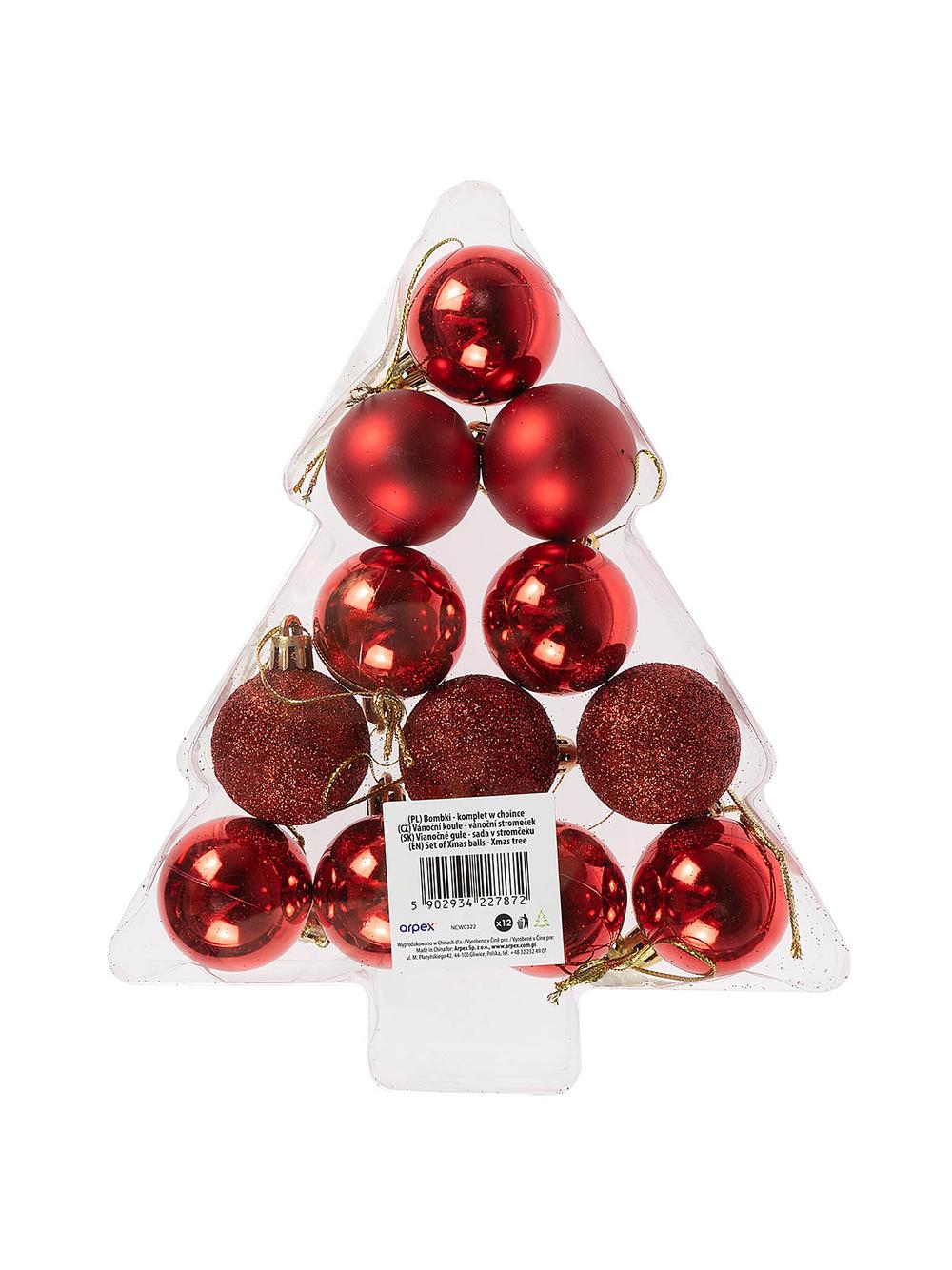 Bombki - komplet w choince (12 szt.) czerwony