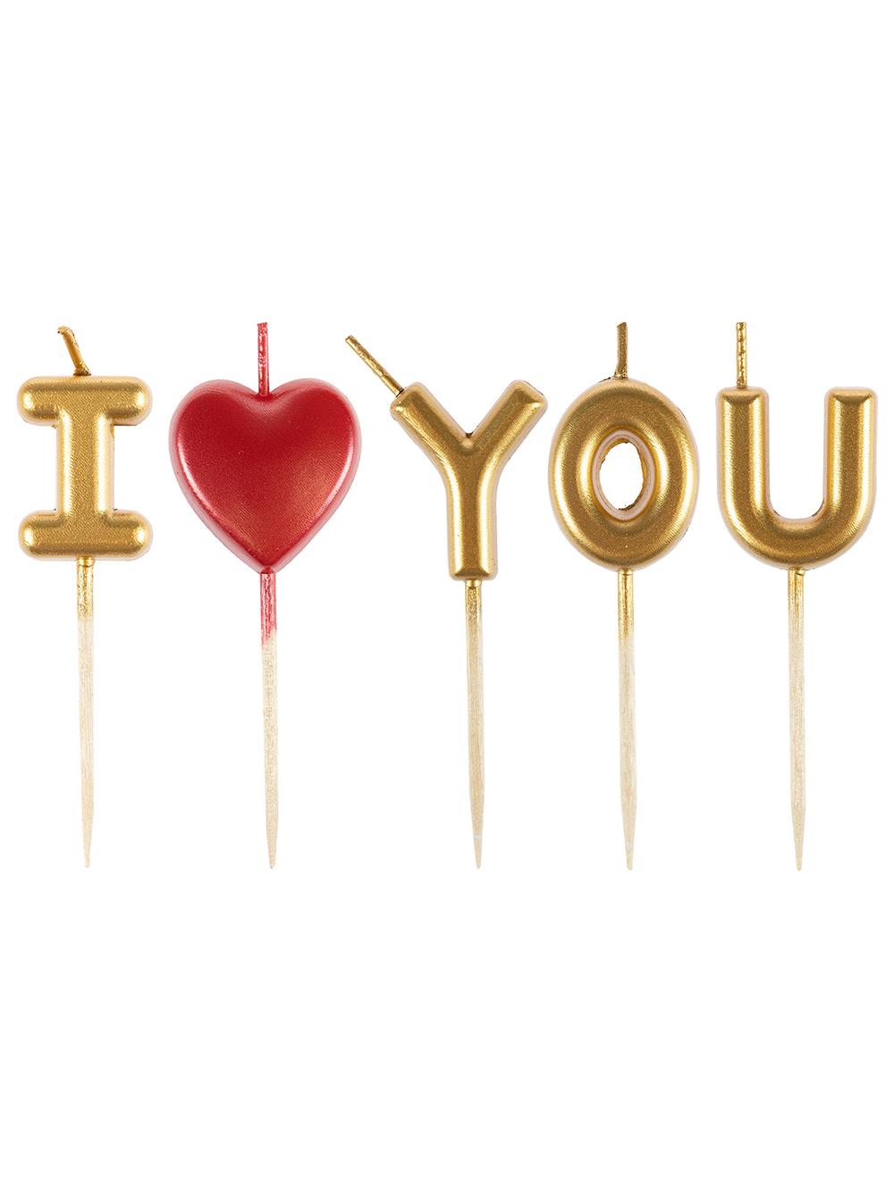 Zestaw świeczek okolicznościowych I LOVE YOU (5 szt.)
