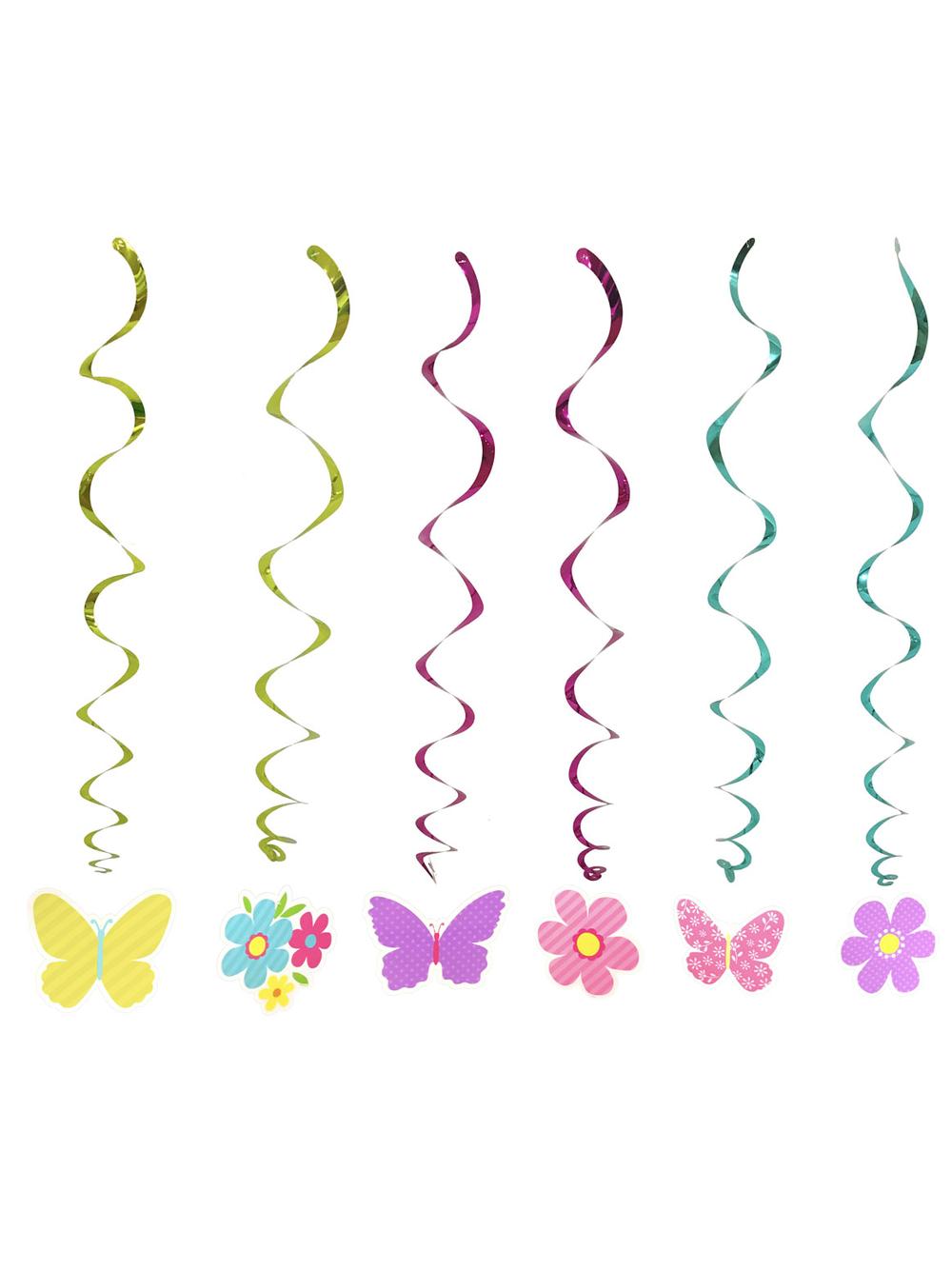 Wirujące dekoracje - kwiatuszki i motylki (6 szt.)